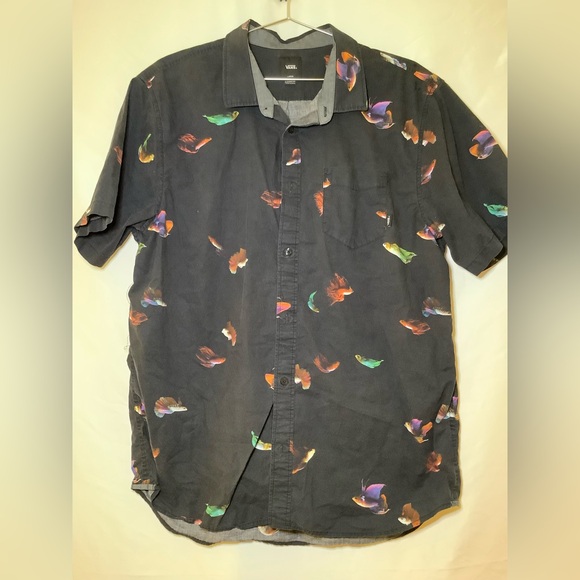 Vans Black Shirt with Multicolor Feather Design - Picture 1 of 4